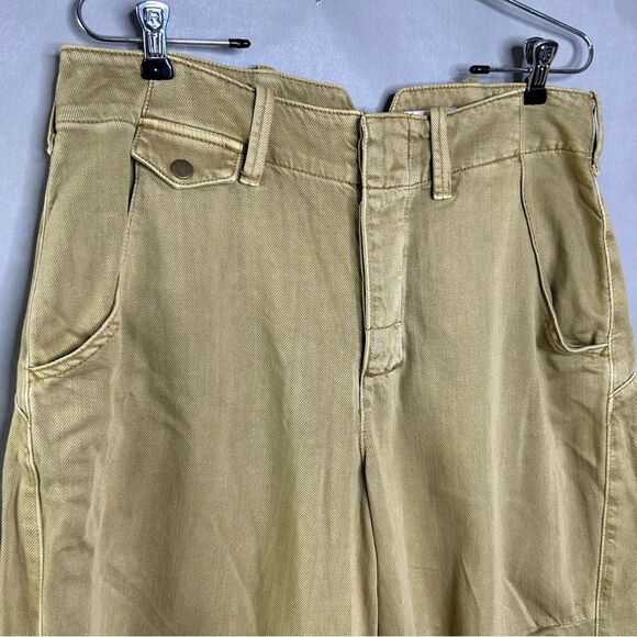 Anthropologie Pilcro Tapered Crop Chino Pants Tan Denim Jeans - Button Fly - Picture 6 of 12